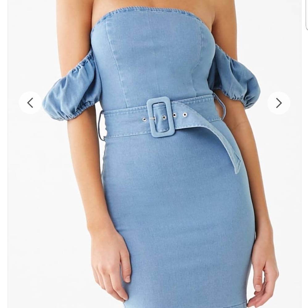 Belted denim dress